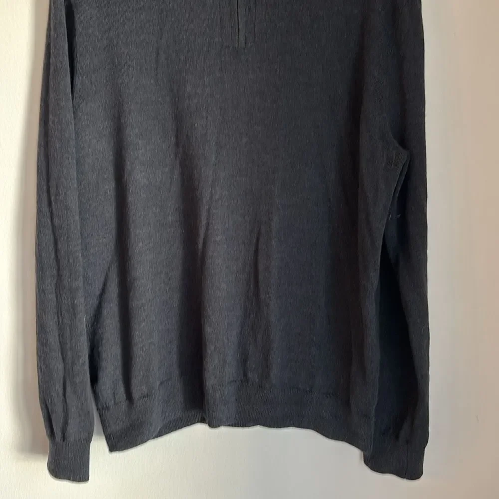 J. Crew Men's 100% merino wool dark gray charcoal Half-Zip pullover Sweater XL